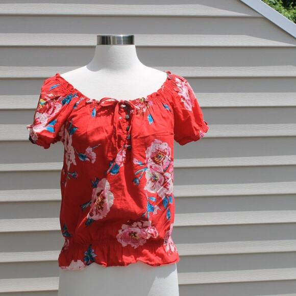 Terranova Women's Red Floral Blouse Size XS - Picture 6 of 11